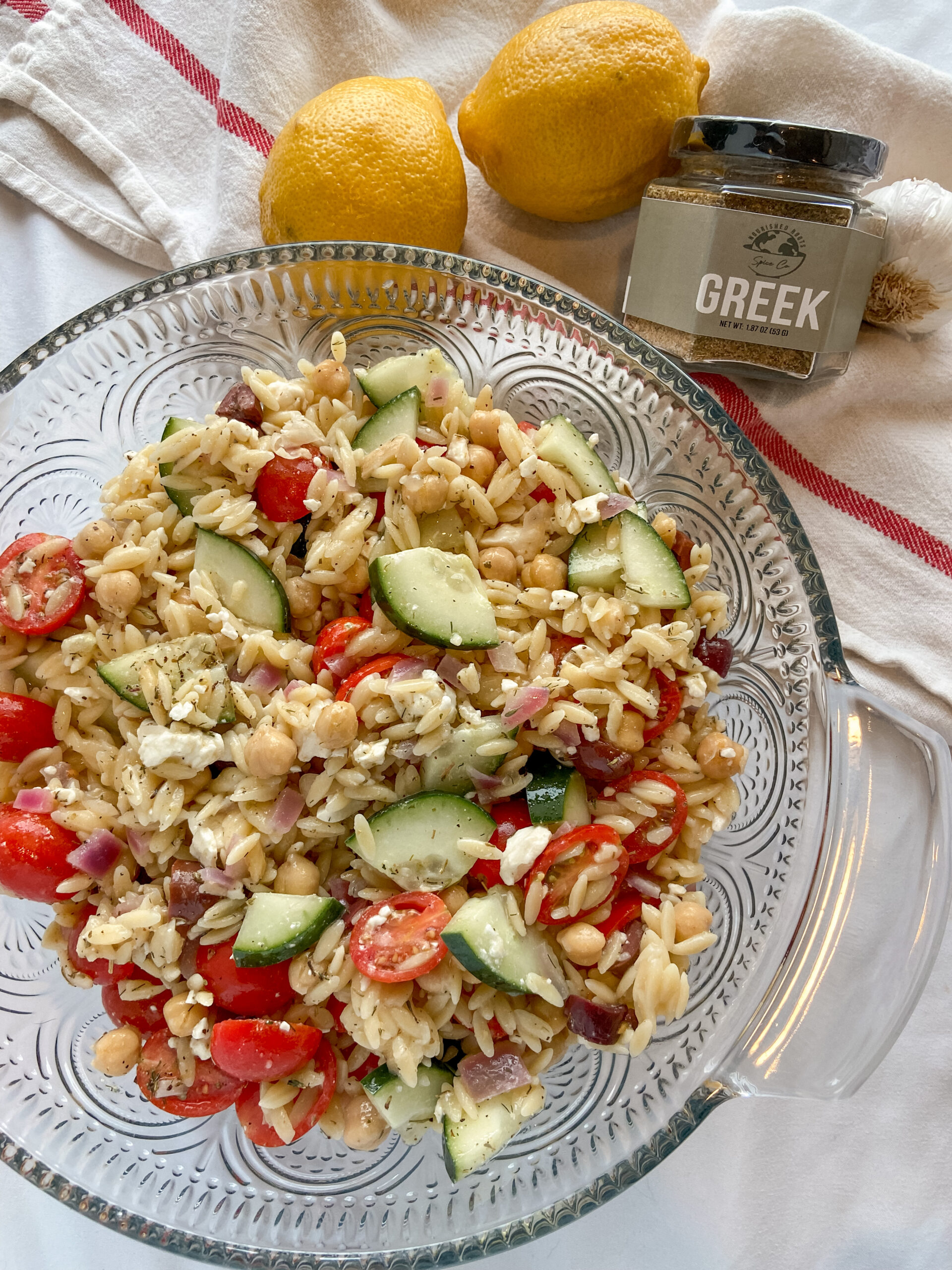 Greek Orzo Salad with Chickpeas
