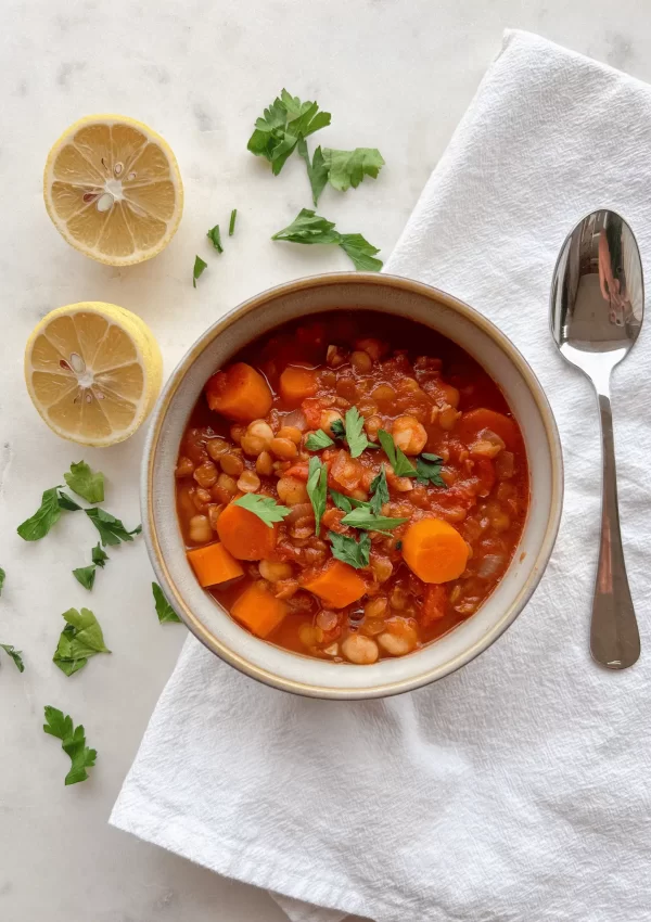 Moroccan Chickpea Stew with Lentils & Carrots