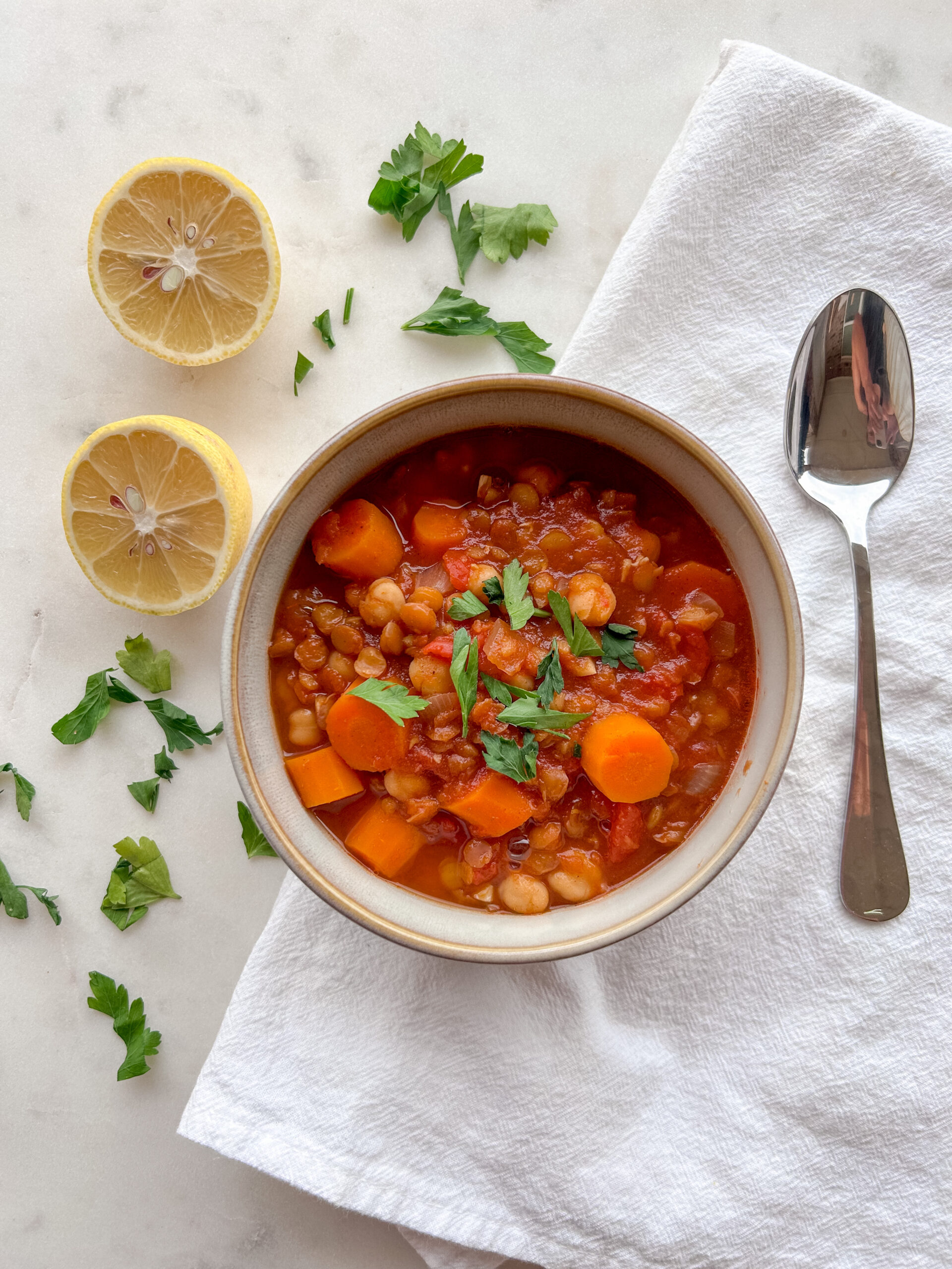 Moroccan Chickpea Stew with Lentils & Carrots