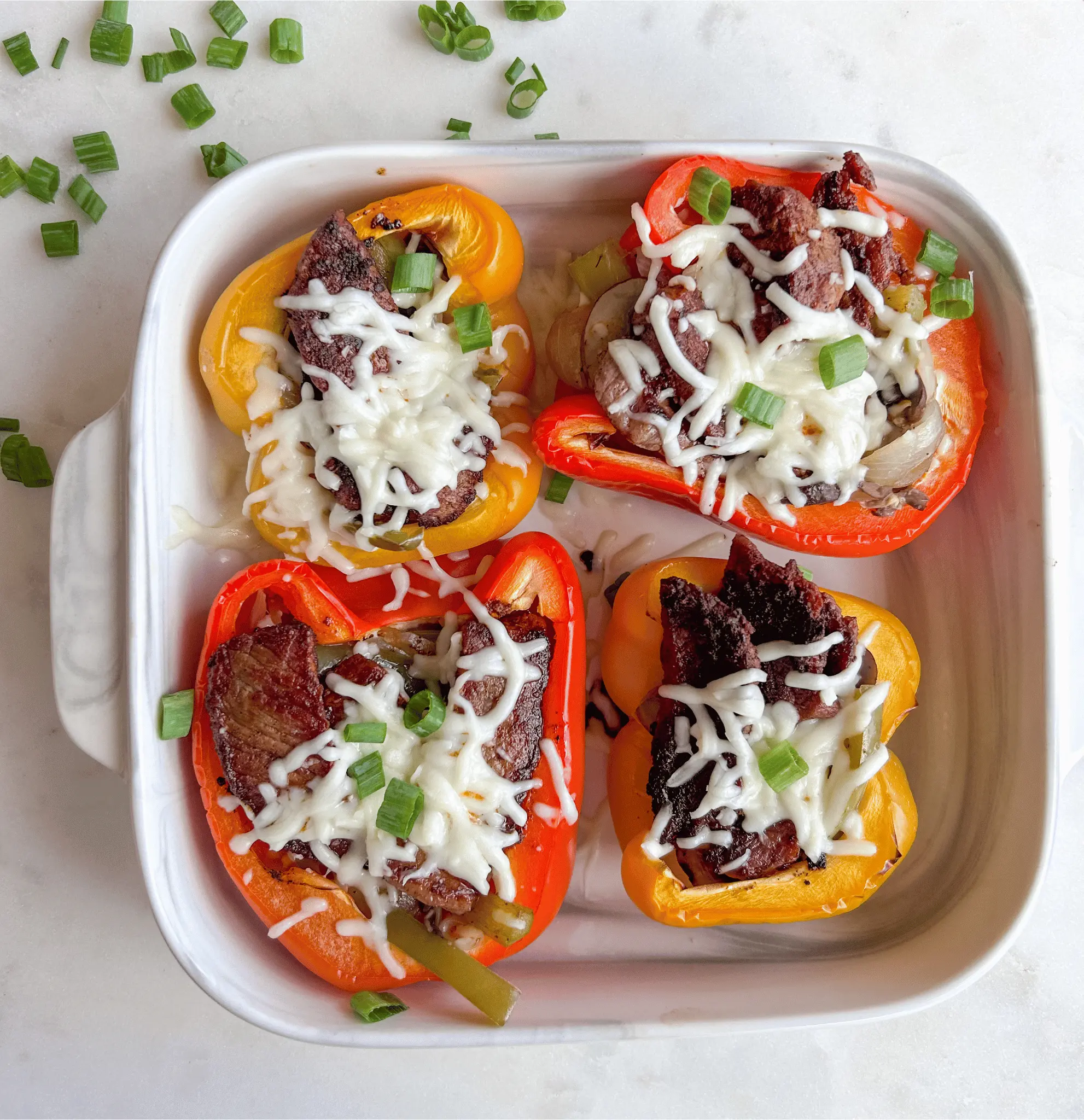 Philly Cheesesteak Stuffed Bell Peppers - The Spice Girl Kitchen