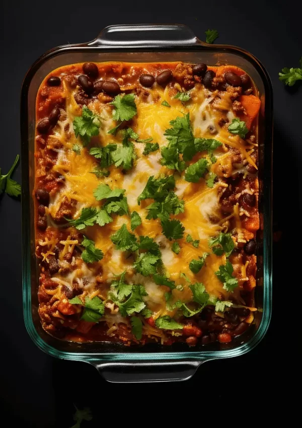 Beef & Bean Enchilada Casserole