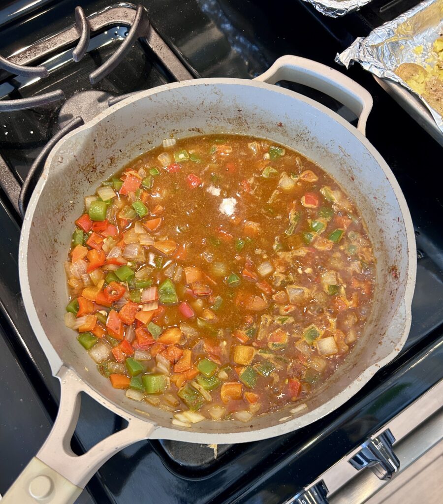 Deglazing pan for Cuban picadillo