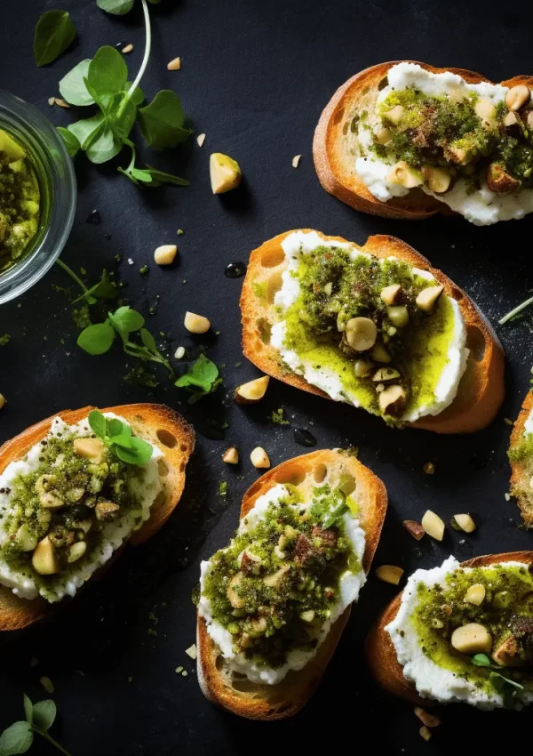 Pistachio Pesto Crostini