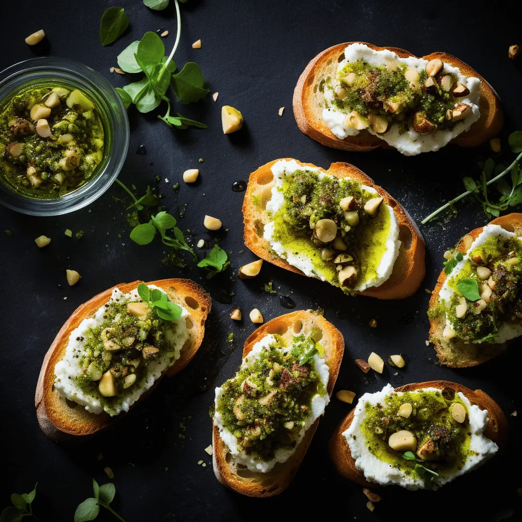 Pistachio Pesto Crostini
