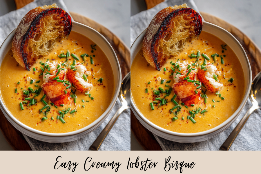 intro image of creamy lobster bisque in a bowl
