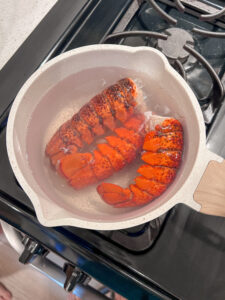 lobster tails parboiling for lobster bisque