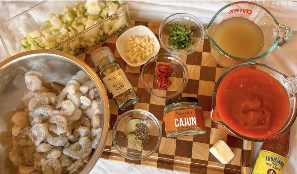 Ingredients needed to make homemade Shrimp Creole
