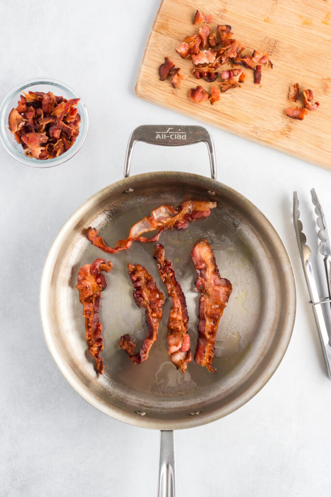 Crispy bacon in a pan