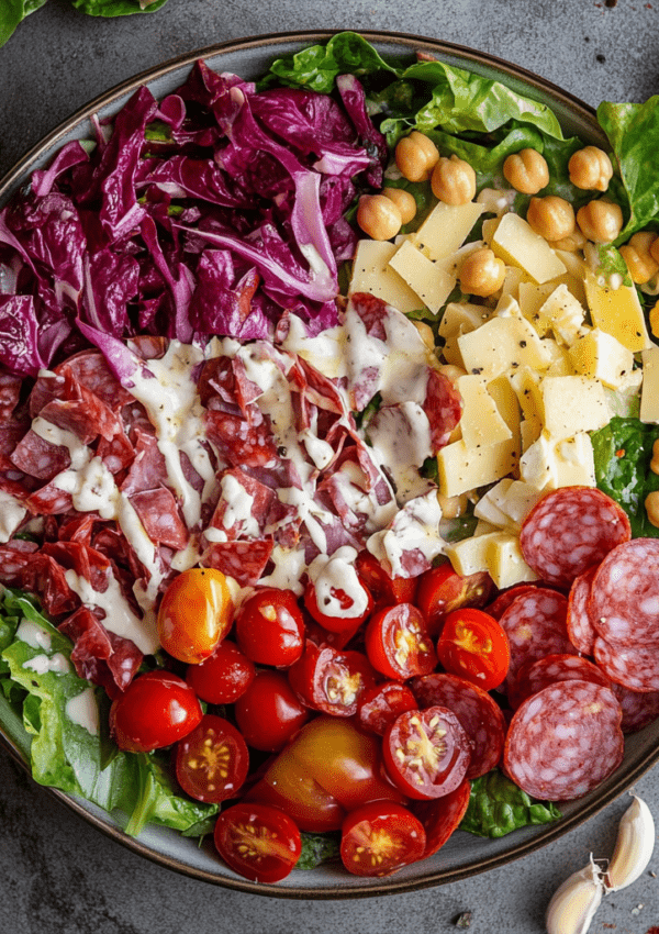 Famous Italian Chopped Salad with Creamy Italian Dressing