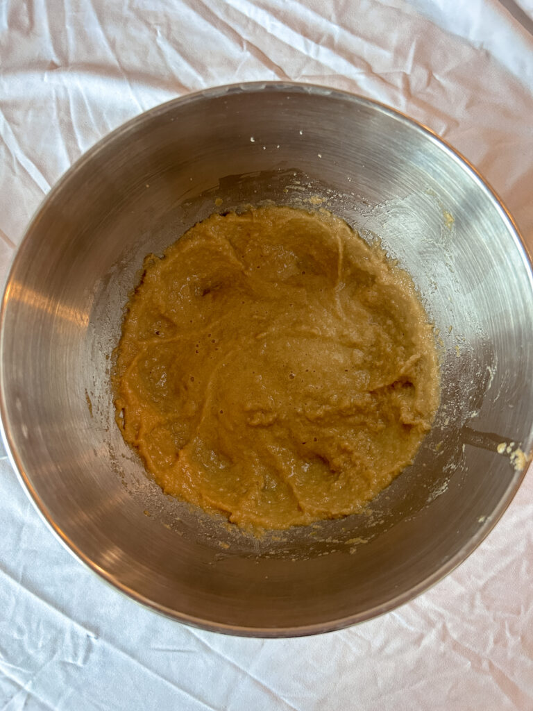 Creaming butter and sugar for rocky road cookies