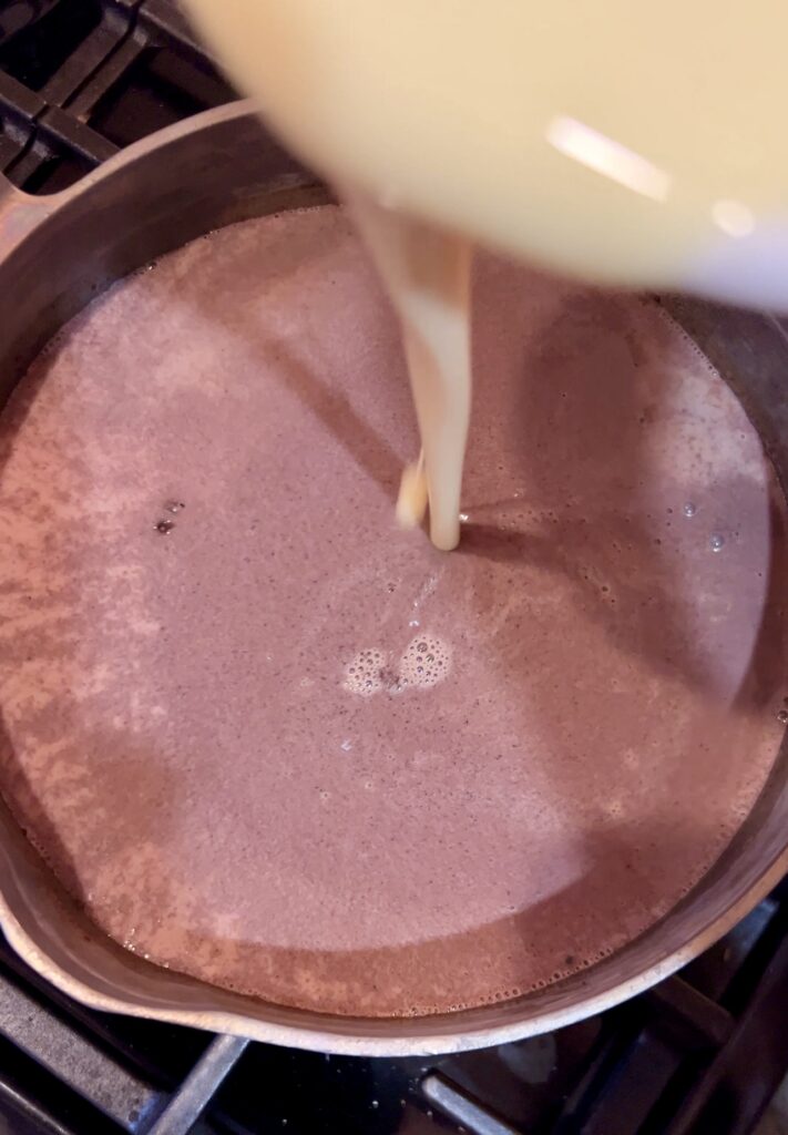 adding eggnog to hot chocolate