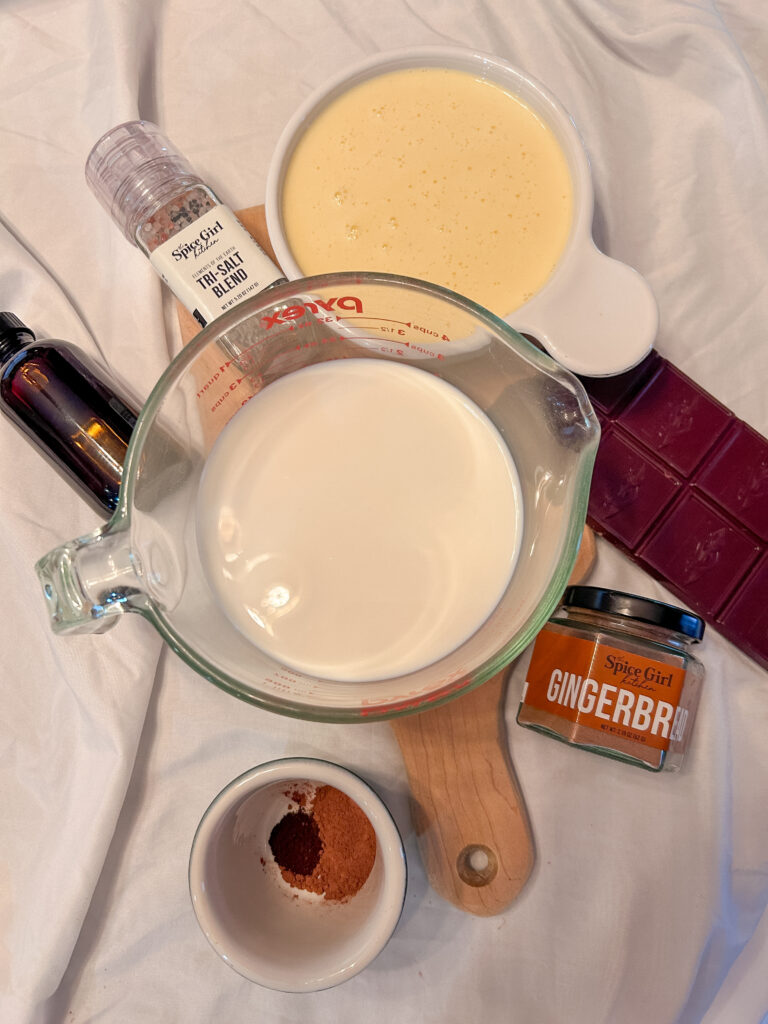 ingredients for eggnog hot chocolate