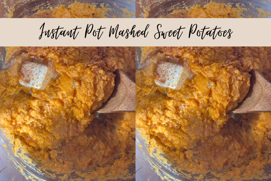 intro image of creamy instant pot mashed sweet potatoes in a bowl