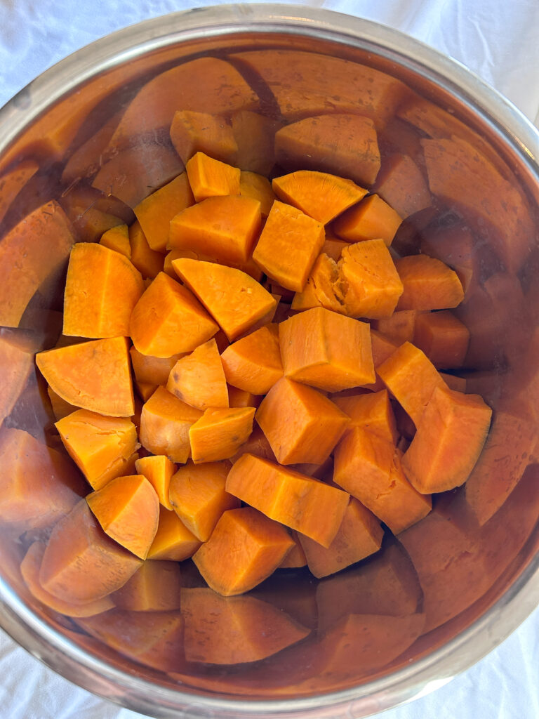 cooked sweet potatoes in instant pot after pressure cooking