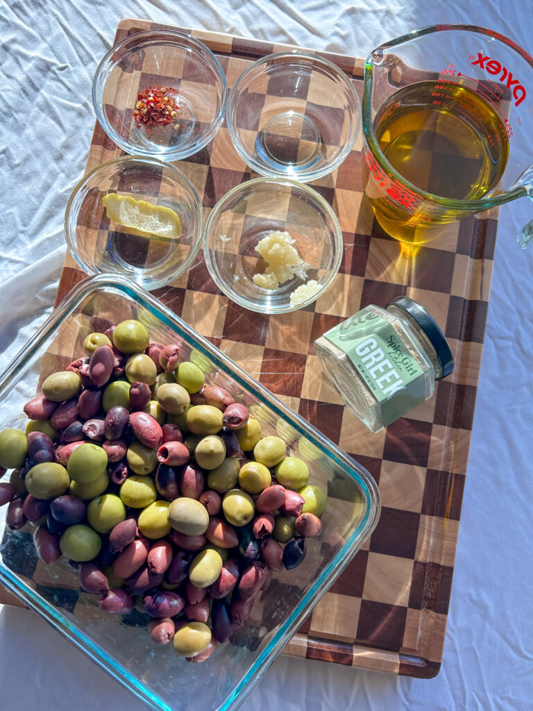 ingredients for marinated olives