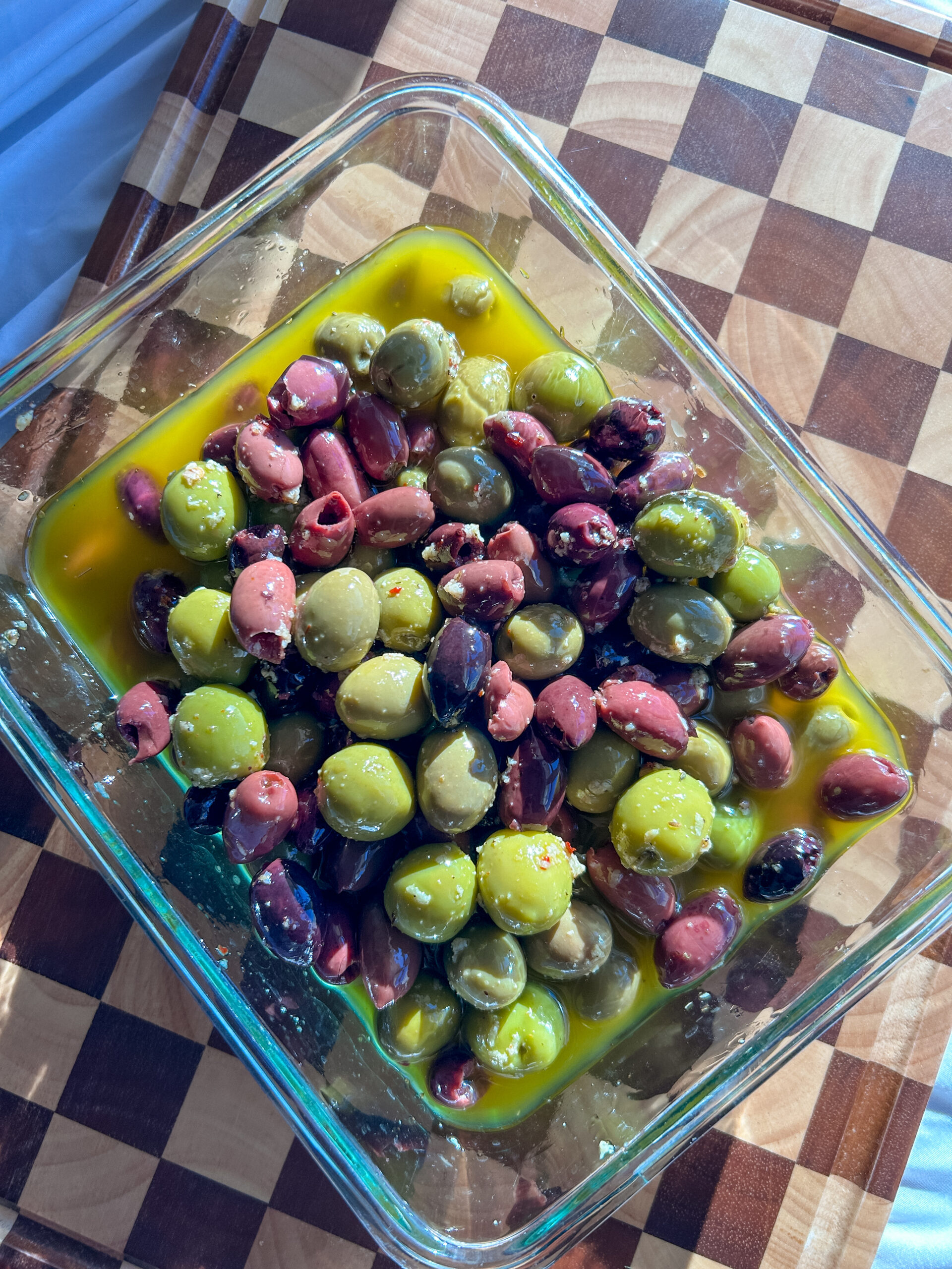 marinated olives resting before serving