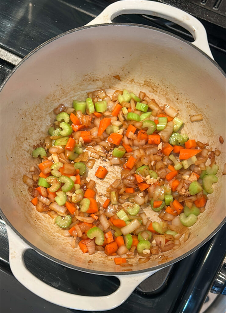 Sautéing aromatics for stovetop soup