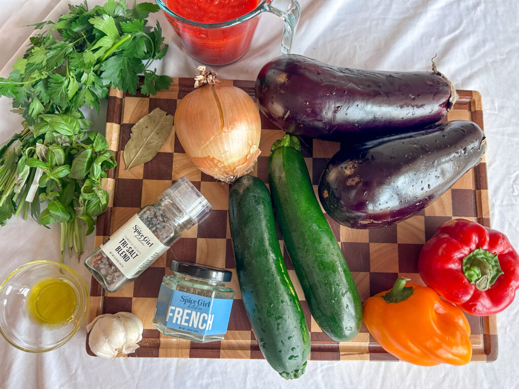 Ingredients for crockpot ratatouille