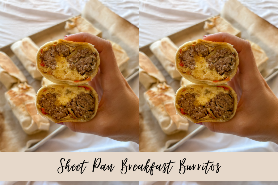 Sheet pan breakfast burritos fresh from the oven