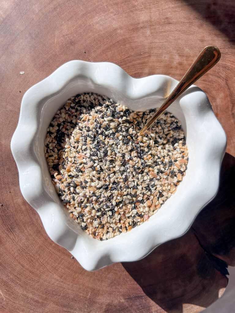 Close up of homemade everything bagel seasoning