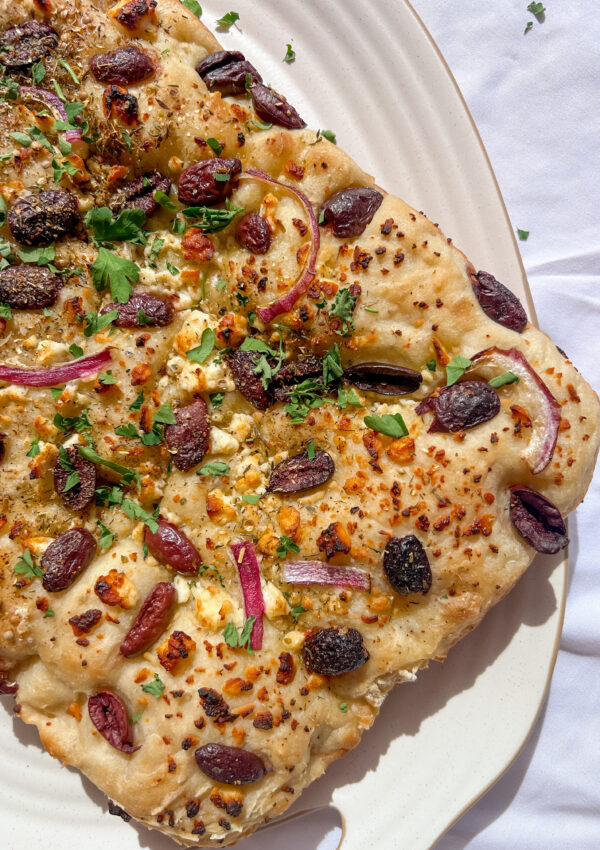 No Knead Greek Focaccia Bread