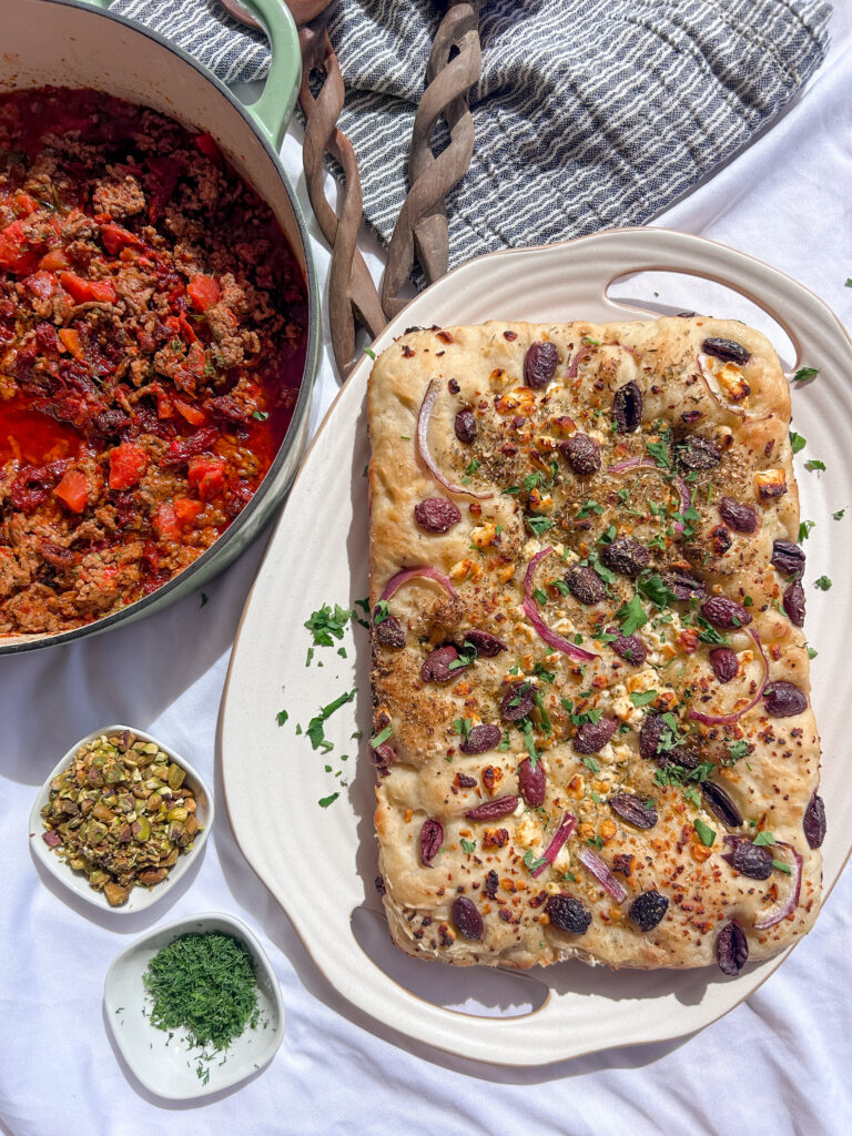 Greek focaccia bread