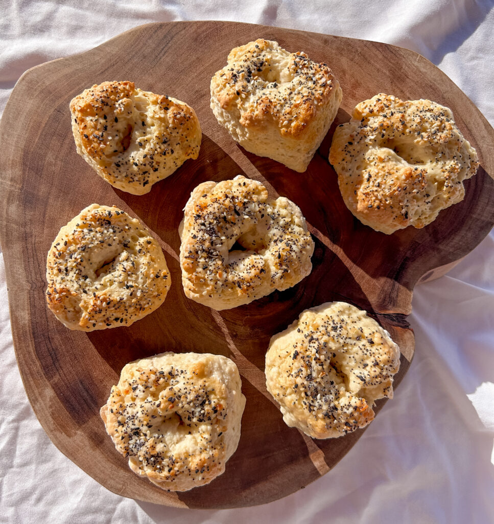 Homemade greek yogurt bagels ready to eat