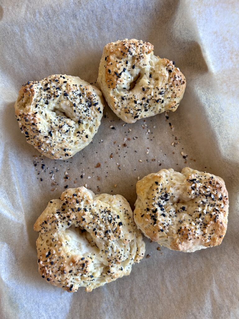 Freshly baked greek yogurt bagels