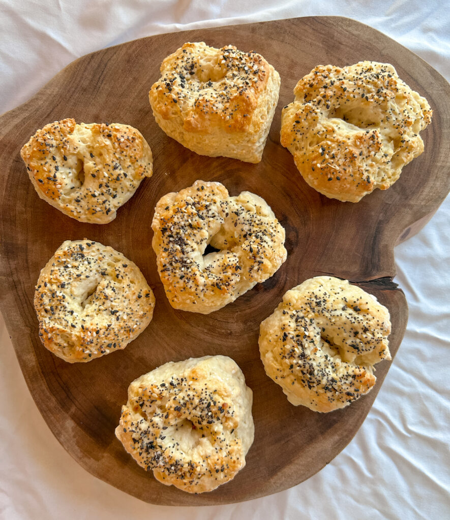 Homemade greek yogurt bagels ready to eat