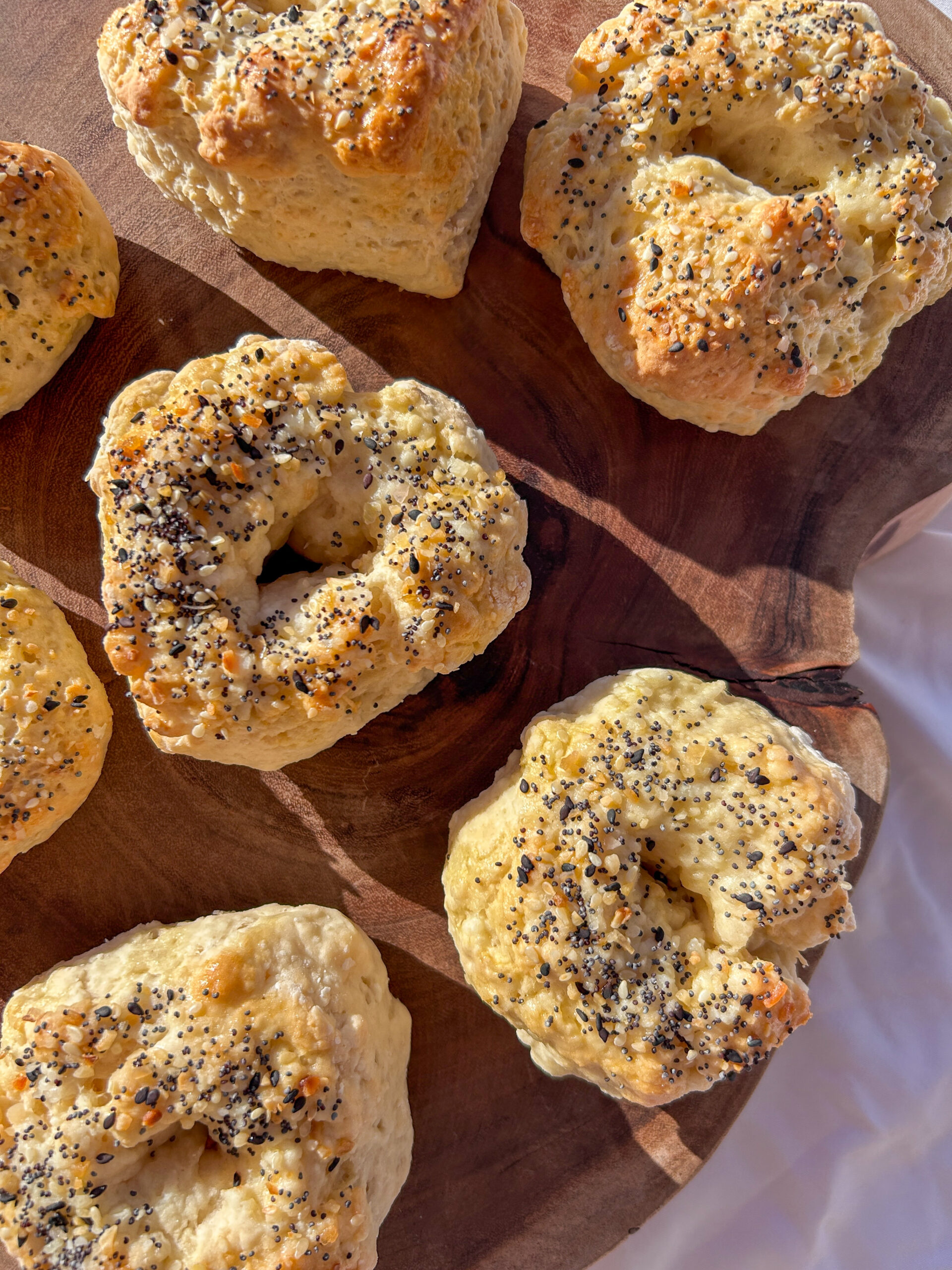 Homemade greek yogurt bagels ready to eat