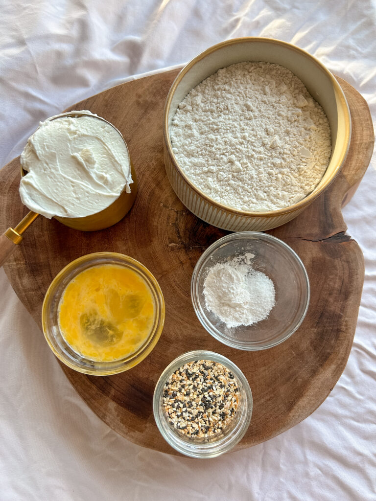 Ingredients needed to make greek yogurt bagels