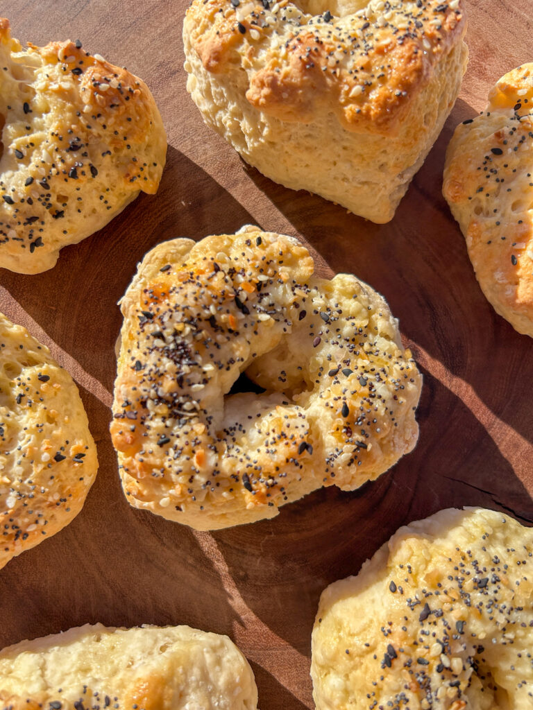 Serving greek yogurt bagels