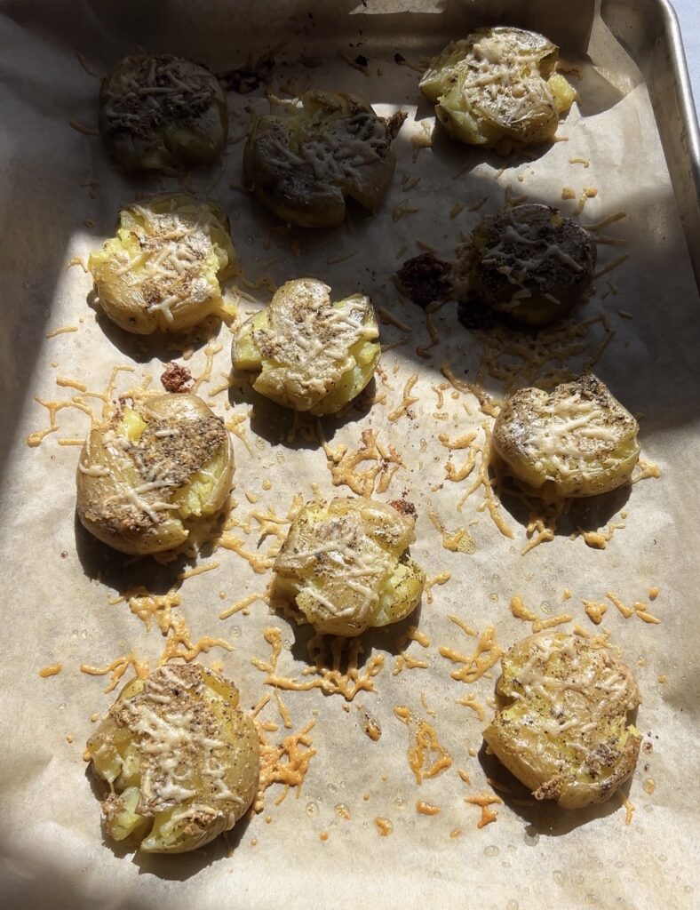 smashed potatoes after roasting