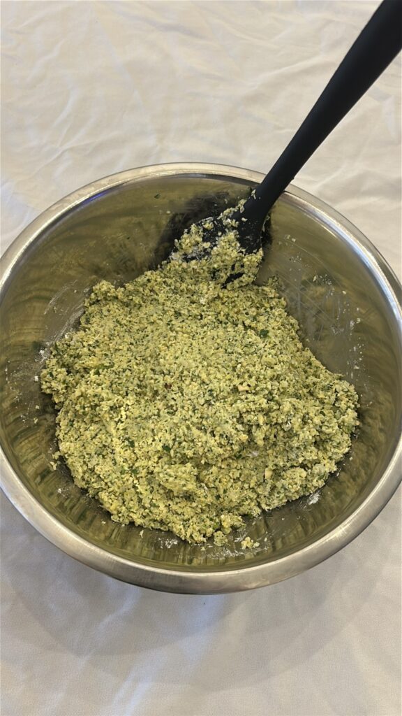 falafel mixture mixed and ready to chill