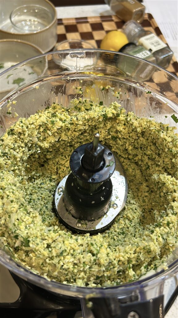 falafel mixture blended to coarse texture not smooth