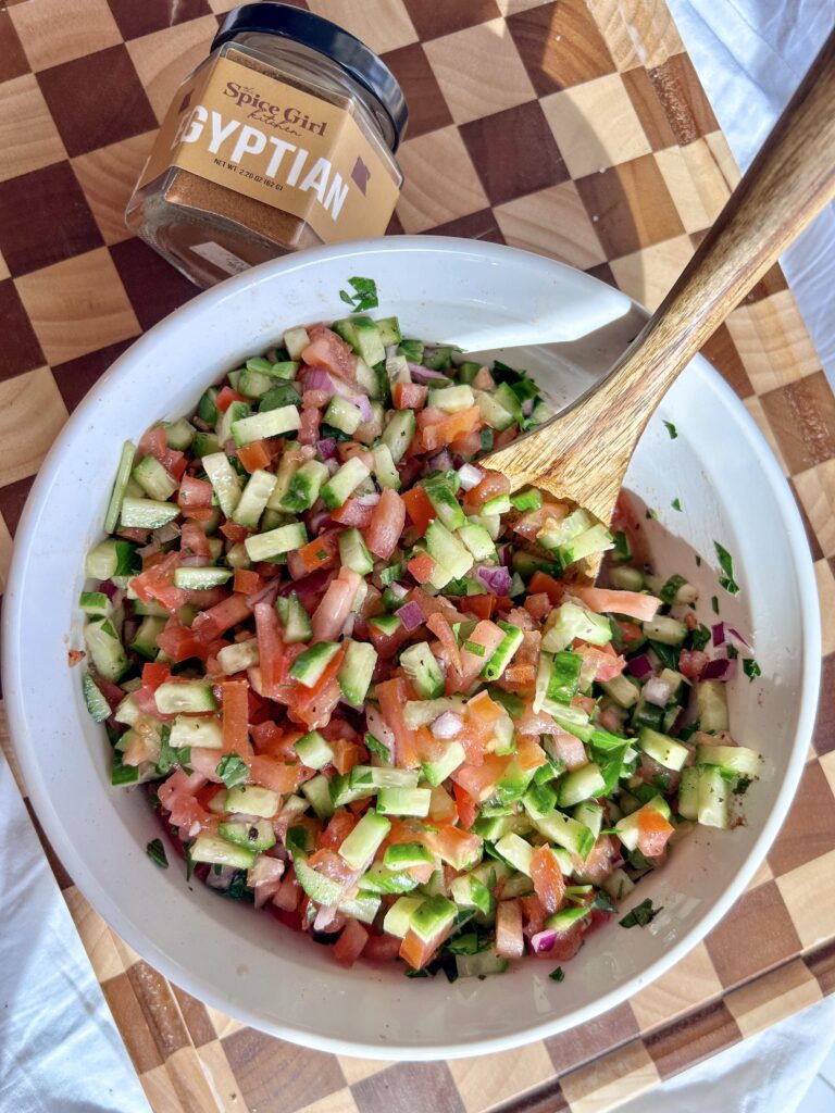 salata baladi egyptian salad with tomatoes cucumbers parsley and egyptian seasoning