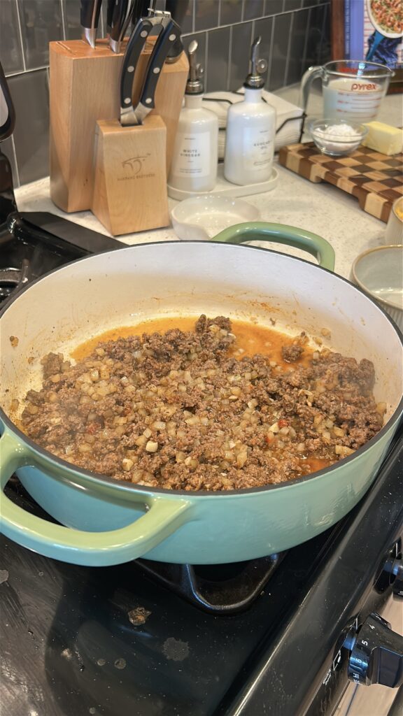 taco seasoned beef mixture for taco mac and cheese