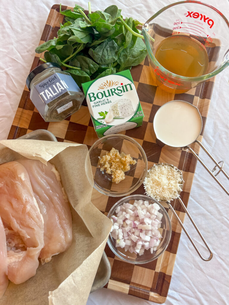 ingredients for creamy boursin chicken recipe