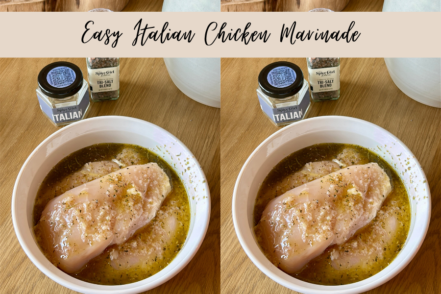 Italian chicken marinade with herbs and lemon before cooking