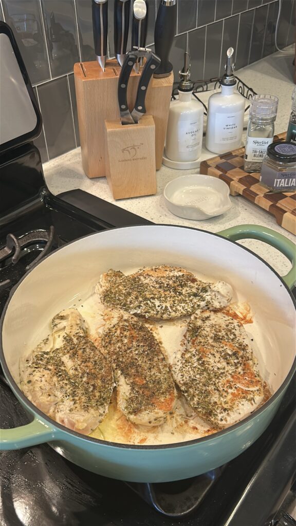 searing chicken for boursin chicken