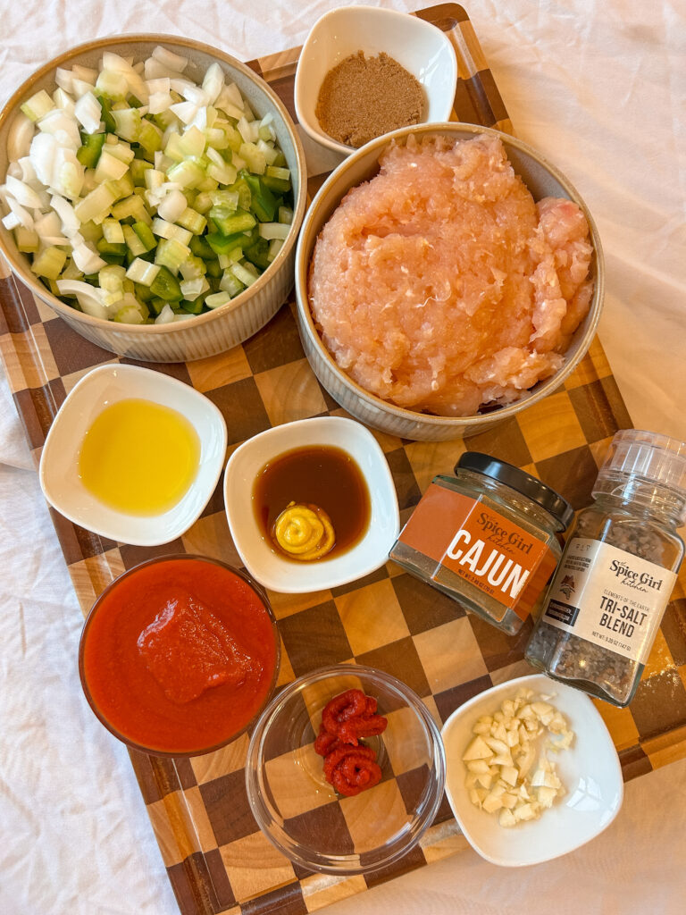 Ingredients needed to make Cajun chicken sloppy joes