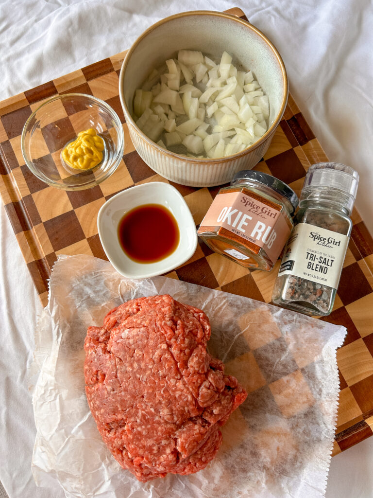 Ingredients for seasoned cheeseburger meat for burger bowls