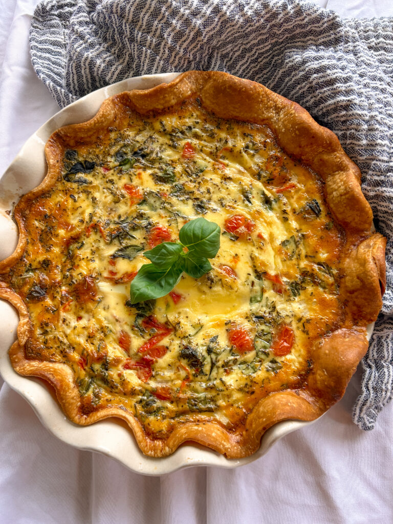creamy caprese quiche