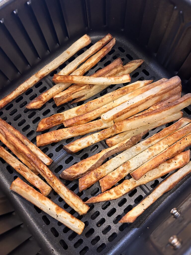 Crispy homemade fries cooked in the air fryer