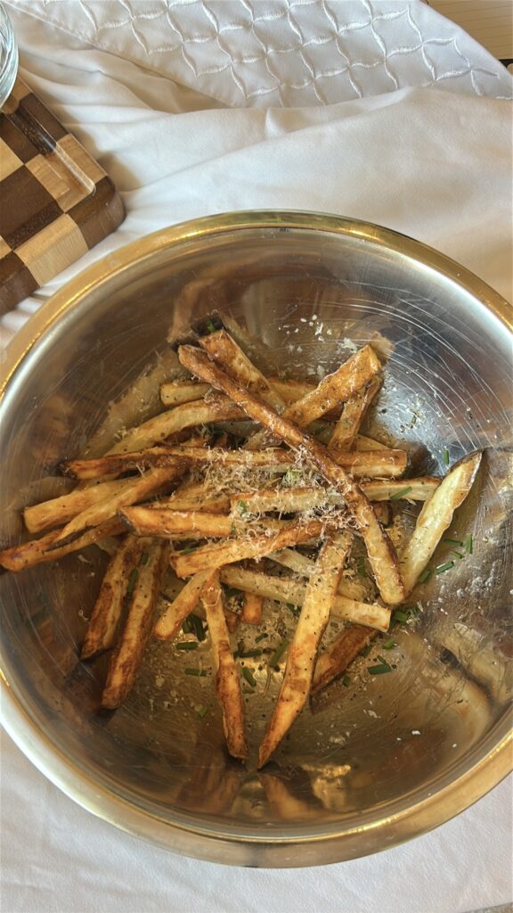 Parmesan truffle fries with herbs and truffle oil