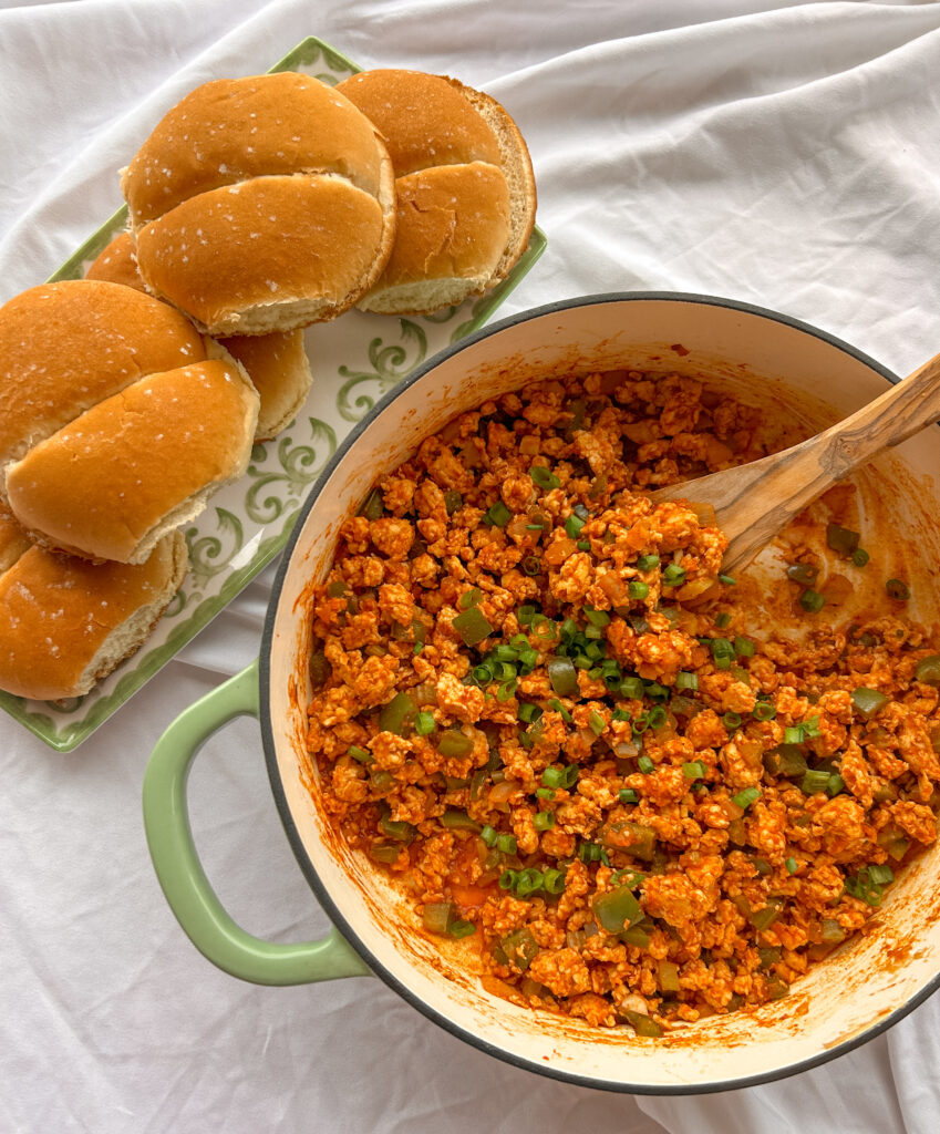 Serving Cajun chicken sloppy joes