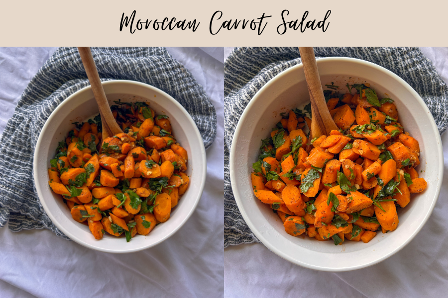 Moroccan carrot salad made with tender carrots, fresh herbs, lemon, garlic, and Moroccan spices