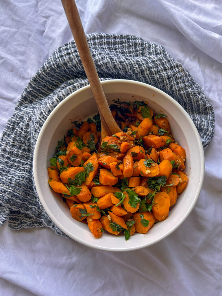Moroccan carrot salad served as a traditional Mediterranean side dish