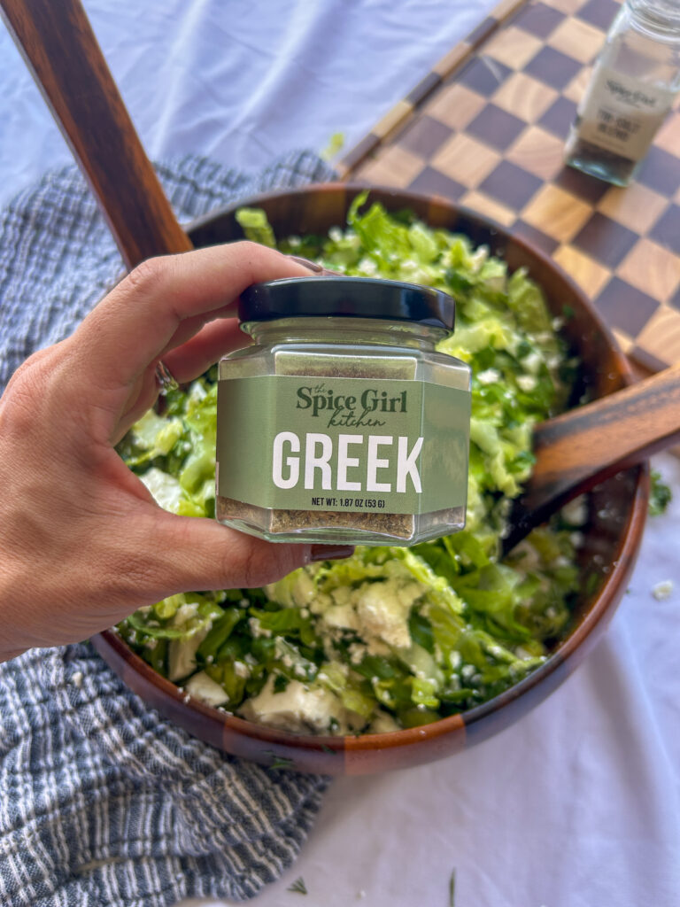 Maroulosalata with The Spice Girl Kitchen Greek Seasoning served alongside the fresh Greek lettuce salad