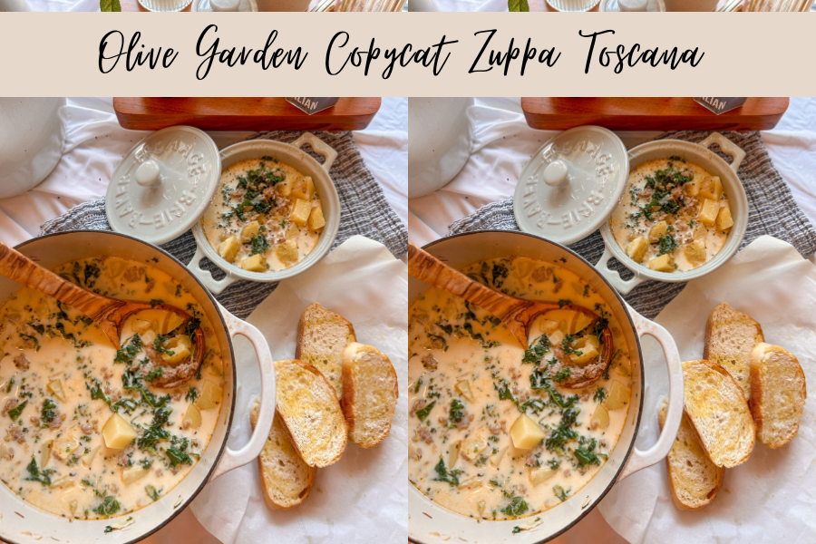 Bowl of homemade Zuppa Toscana Olive Garden copycat soup topped with Parmesan